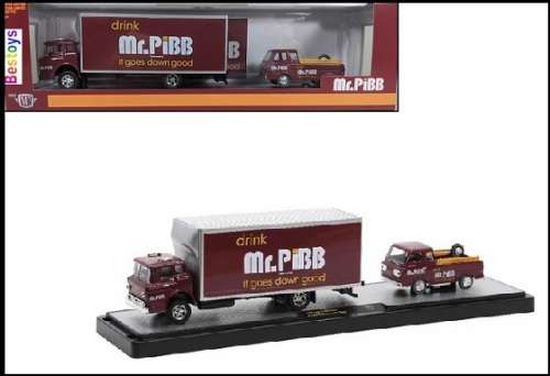 Castline M2 Diecast Model Auto Hauler Ford C 950 C950 Truck 1966 + Econoline Pickup 1964 `Mr Pibb`