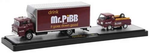 Castline M2 Diecast Model Auto Hauler Ford C 950 C950 Truck 1966 + Econoline Pickup 1964 `Mr Pibb`