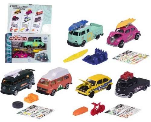 Majorette Diecast Model Car Set VW Volkswagen Kombi T 1 T1 Double Cab Pickup + VW Golf Mk 1 MK1 1/64