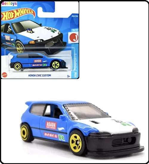 Hotwheels Hot Wheels Diecast Model Car 2022 204 / 250 Honda Civic Custom `Asada` J Imports 1/64 scal