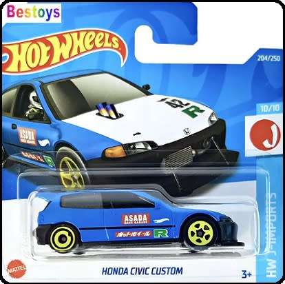 Hotwheels Hot Wheels Diecast Model Car 2022 204 / 250 Honda Civic Custom `Asada` J Imports 1/64 scal