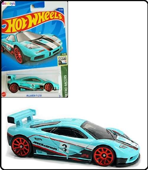 Hotwheels Hot Wheels Diecast Model Car 2022 57 / 250 McLaren F 1 F1 GTR No 3 Retro Racer 1/64 scale