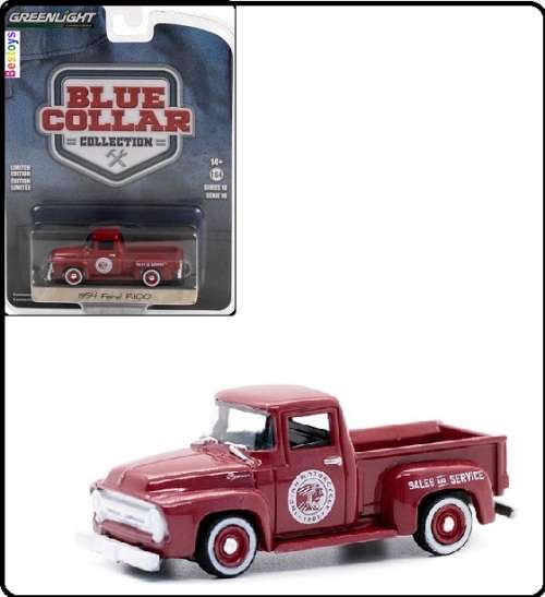 Greenlight Diecast Model Car Blue Collar Ford F 100 F100 Pickup 1954 `Indian Motorcycles` 1/64 scale