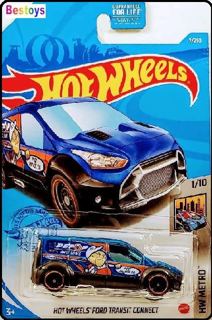 Hotwheels Hot Wheels Diecast Model Car 2021 7/250 Ford Transit Connect `PEPOP` 1/64 scale Metro