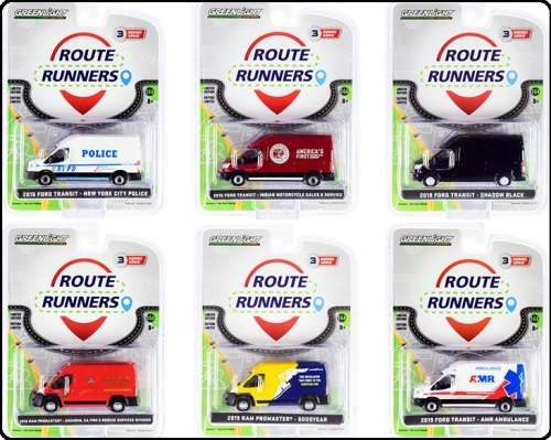 Greenlight Diecast Model Car Route Runners Ford Transit Panelvan 2015 `Indian Motorcycles` 1/64 scal