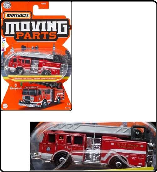 Matchbox Diecast Model Car Moving Parts Segrave Fire Engine Fire Truck + extending ladder new in pac