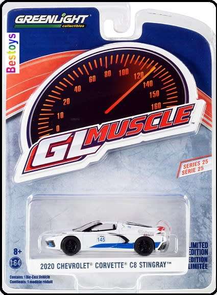 Greenlight Diecast Model Car Muscle Chevy Chevrolet Corvette C 8 C8 Stingray 2020 No 145 1/64 scale