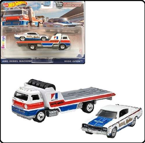 Hotwheels Hot Wheels Diecast Model Car Culture Team Transport AMC Rebel Machine + Wide Open Car Tran