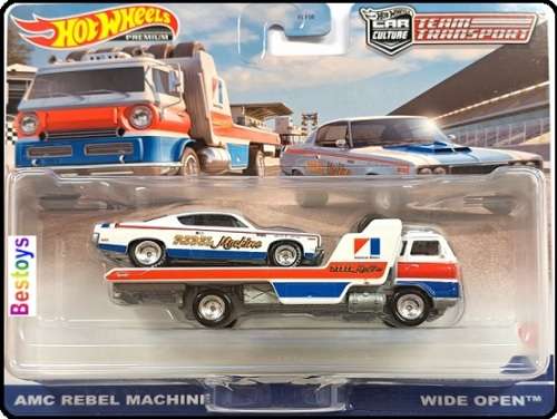 Hotwheels Hot Wheels Diecast Model Car Culture Team Transport AMC Rebel Machine + Wide Open Car Tran