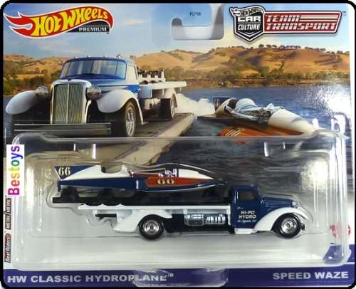 Hot Wheels Hotwheels Car Culture Team Transport Classic Hydroplane + Speed Waze Transporter