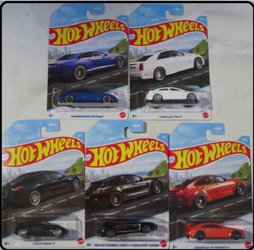 Hot Wheels Set Luxury Sedans Cadillac Porsche Tesla Jaguar Lamborghini