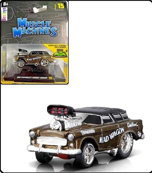 Maisto Muscle Machines Diecast Model Car Chevy Chevrolet Nomad Gasser 1955 `Mad Wagon` 1/64 scale ne
