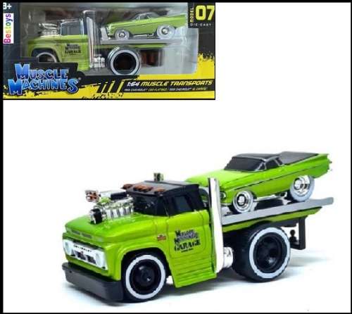 Maisto Muscle Machines Diecast Model Car Transport Chevrolet C 60 C60 Flatbed Truck 1966 + El Camino