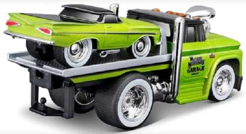 Maisto Muscle Machines Diecast Model Car Transport Chevrolet C 60 C60 Flatbed Truck 1966 + El Camino