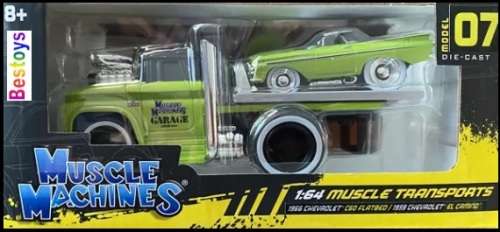 Maisto Muscle Machines Diecast Model Car Transport Chevrolet C 60 C60 Flatbed Truck 1966 + El Camino