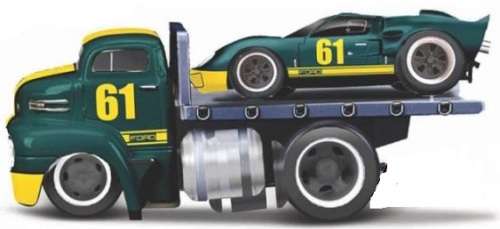 Maisto Muscle Machines Diecast Model Car Transport Ford COE Flatbed Truck 1950 + Ford GT 40 Mk2 1966