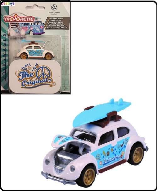 Majorette Diecast Model Car Originals VW Volkswagen Beetle + Surfboard 1/64 scale new in pack