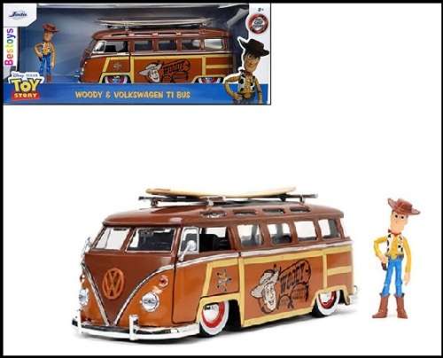 JADA Diecast Model Car 33176 VW Volkswagen Kombi Bus T 1 T1 + Woody Figurine Toy Story Disney Movie