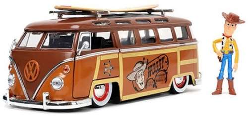 JADA Diecast Model Car 33176 VW Volkswagen Kombi Bus T 1 T1 + Woody Figurine Toy Story Disney Movie