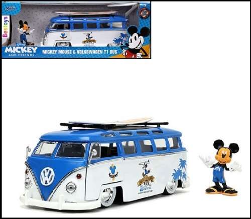 JADA 33179 VW Volkswagen Kombi Bus T 1 T1 + Mickey Mouse Figurine Disney 1/24 scale