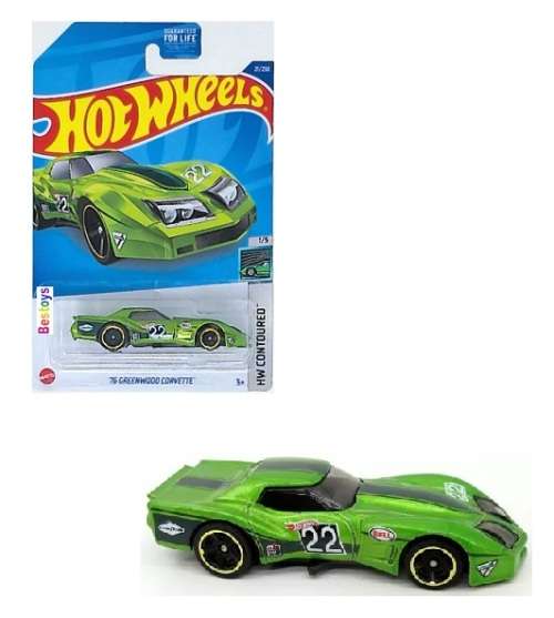 Hot Wheels Hotwheels 2022 21/250 Chevy Chevrolet Corvette Greenwood 1976 No 22 Contoured 1/64 scale