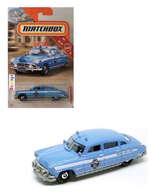 Matchbox Diecast Model Car 2019 57/100 Hudson Hornet 1951 Police Patrol Rescue 1/64 scale new in pac