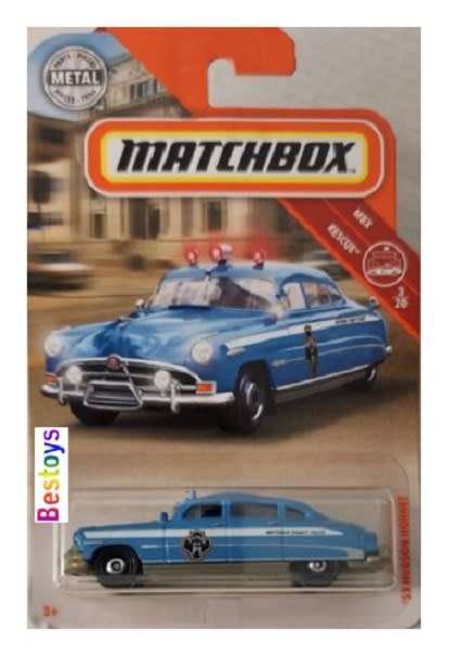Matchbox Diecast Model Car 2019 57/100 Hudson Hornet 1951 Police Patrol Rescue 1/64 scale new in pac