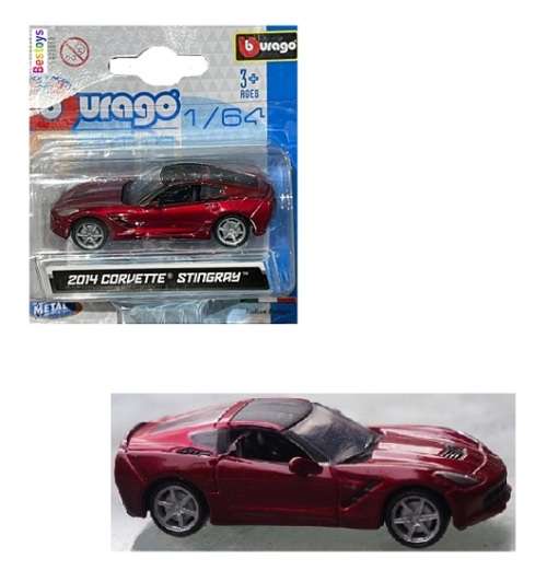 Burago Diecast Model Car Chevy Chevrolet Corvette Stingray 2014 1/64 scale new in pack