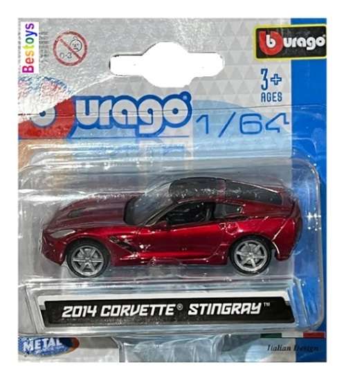 Burago Diecast Model Car Chevy Chevrolet Corvette Stingray 2014 1/64 scale new in pack