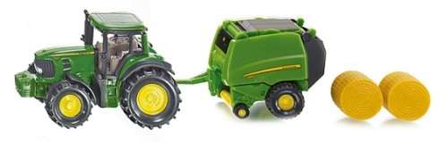 Siku Diecast Model 1665 John Deere Tractor and baler trailer Farm Agricultural 1/87 scale new in pac