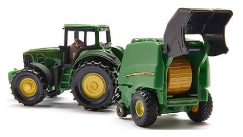 Siku Diecast Model 1665 John Deere Tractor and baler trailer Farm Agricultural 1/87 scale new in pac