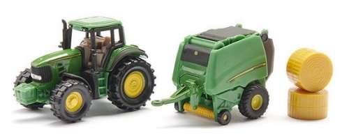 Siku Diecast Model 1665 John Deere Tractor and baler trailer Farm Agricultural 1/87 scale new in pac