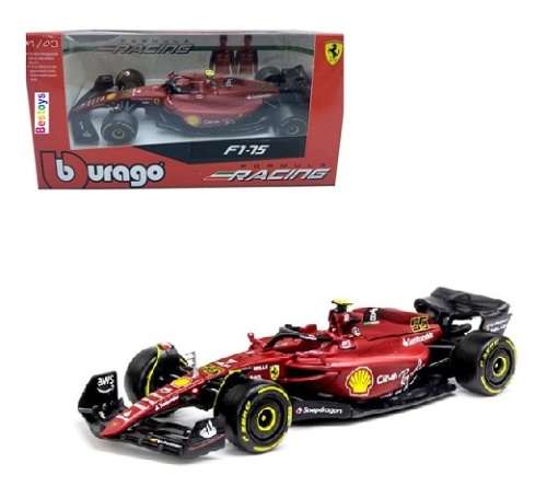 Burago Diecast Model Car 36832 Formula 1 F1  Ferrari F1-75 No 555 Sainz 2022 GP 1/43 scale new