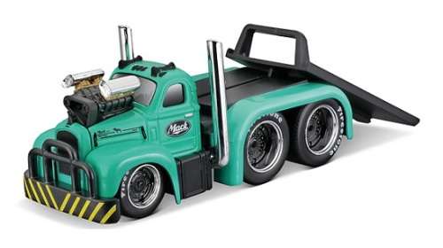 Maisto Muscle Machines Diecast Model Car Transport Mack B 61 B61 Flatbed 1953 + Dodge Dart Hemi Gass