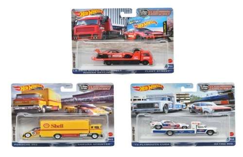 Hotwheels Hot Wheels Diecast Model Car Culture Team Transport Plymouth Cuda FC 1972 + Retro Rig Truc