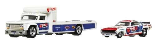 Hotwheels Hot Wheels Diecast Model Car Culture Team Transport Plymouth Cuda FC 1972 + Retro Rig Truc