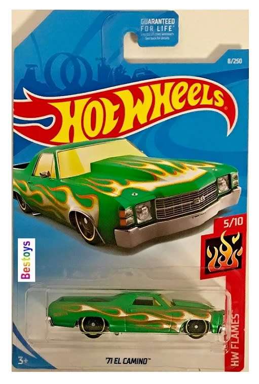 Hotwheels Hot Wheels Diecast Model Car 2020 8/250 Chevy Chevrolet El Camino 1971 Flames 1/64 scale