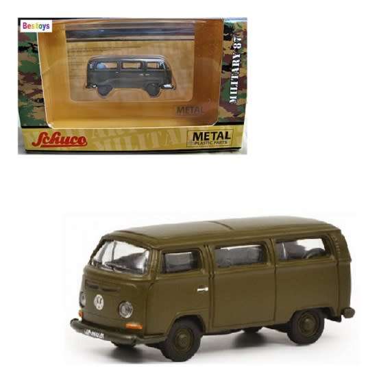 Schuco Diecast Model Car 2636500 VW Volkswagen Kombi T 2 T2 Bus Military 1/87 HO railway scale new