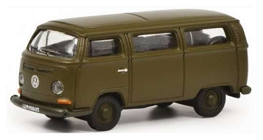 Schuco Diecast Model Car 2636500 VW Volkswagen Kombi T 2 T2 Bus Military 1/87 HO railway scale new