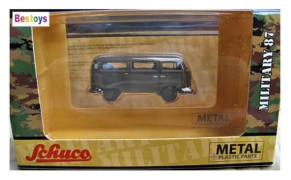Schuco Diecast Model Car 2636500 VW Volkswagen Kombi T 2 T2 Bus Military 1/87 HO railway scale new