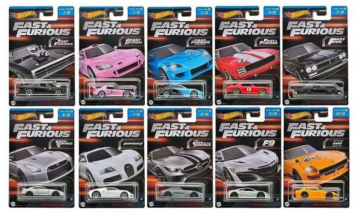 Hotwheels Hot Wheels Diecast Model Car Set 3 Fast & Furious Honda Nissan Datsun Bugatti Mazda Acura