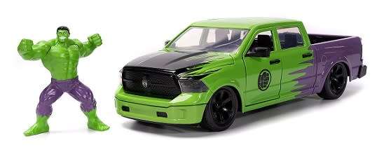 JADA Diecast Model Car 99726 Dodge RAM 1500 Pickup 2014 + Hulk figurine Marvel Avengers 1/24 scale