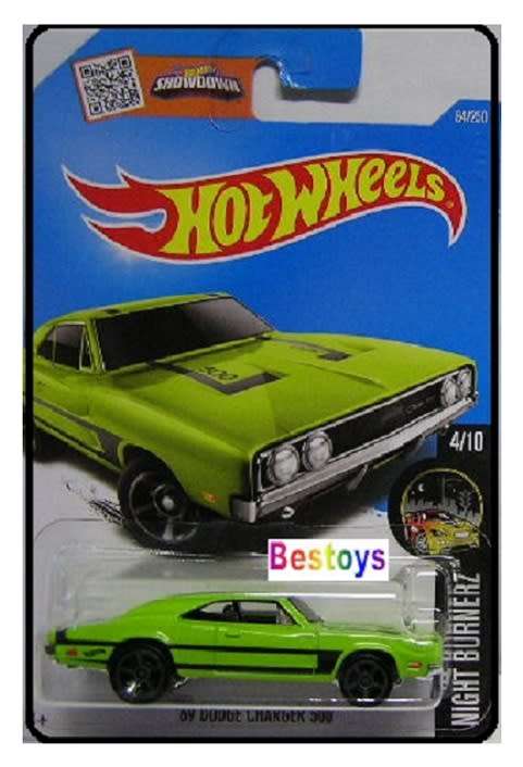 Hotwheels Hot Wheels Diecast Model Car 2016 84/250 Dodge Charger 500 1969 Night Burnerz 1/64 scale