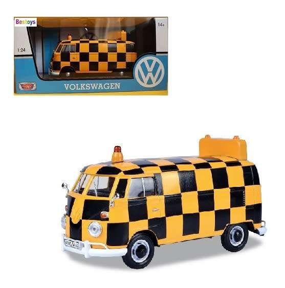 Motormax Motor Max 79550 VW Volkswagen Kombi T 1 T1 Panelvan Airport "Follow Me" 1/24 scale