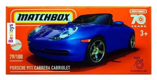 Matchbox Car Power Grab 2023 79/100 Porsche 911 Cabriolet 70th Anniversary 1/64 scale