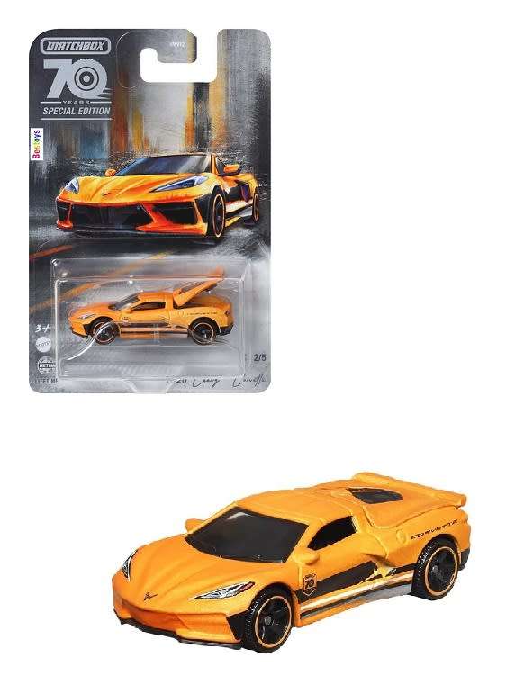 Matchbox Diecast Model Car Moving Parts Chevy Chevrolet Corvette 2020 70th Anniv 1/64 scale