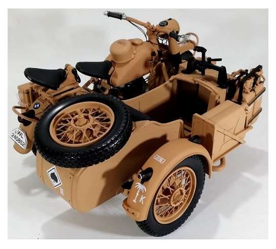Cararama Hongwell Diecast Model Motorcycle Bike & Sidecar BMW R 75 R75 Military 1/43 scale
