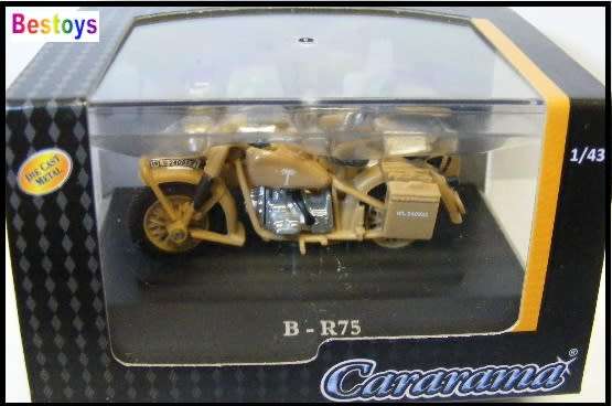 Cararama Hongwell Diecast Model Motorcycle Bike & Sidecar BMW R 75 R75 Military 1/43 scale