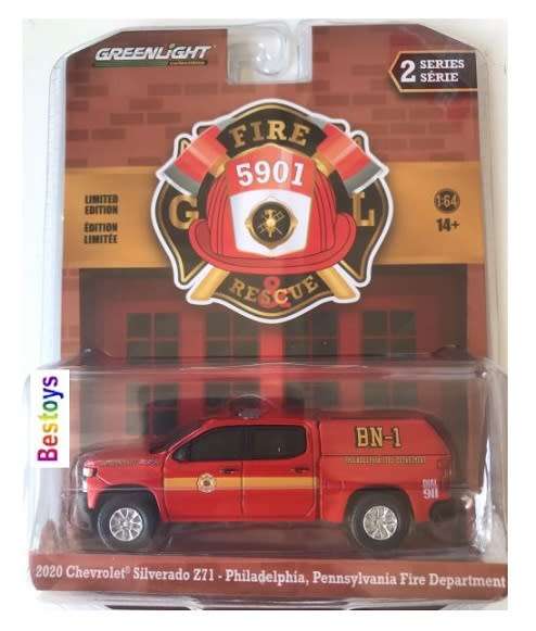 Greenlight Diecast Model Car Fire & Rescue Chevy Chevrolet Silverado Z71 2020 Philadelphia Pennsylva