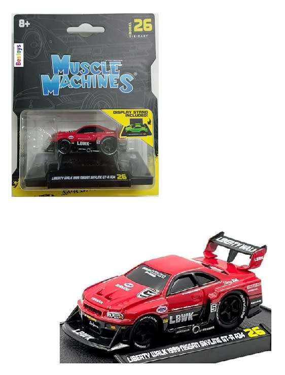Maisto Muscle Machines Diecast Model Car Nissan Skyline GT R R34 1999 Liberty Walk No 5 1/64 scale